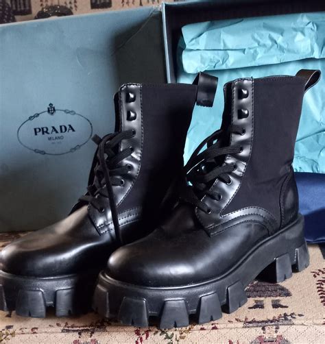 prada triple buckle combat boot|Monolith leather and Re.